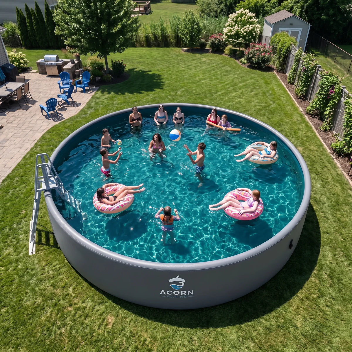 Acorn Marine Round Drop-Stitch Pool — 3.7 m Diameter