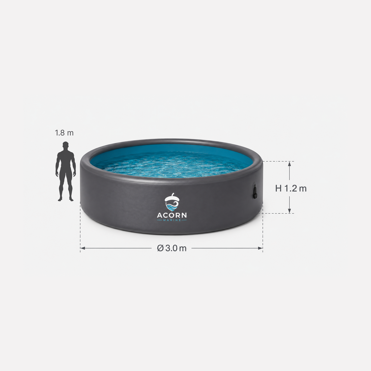 Acorn Marine Round Drop-Stitch Pool — 3 m Diameter