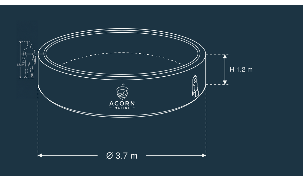 Ø 3.7 m × H 1.2 m