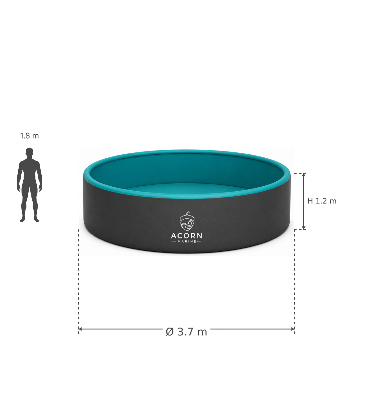 Acorn Marine Round Drop-Stitch Pool — 3.7 m Diameter