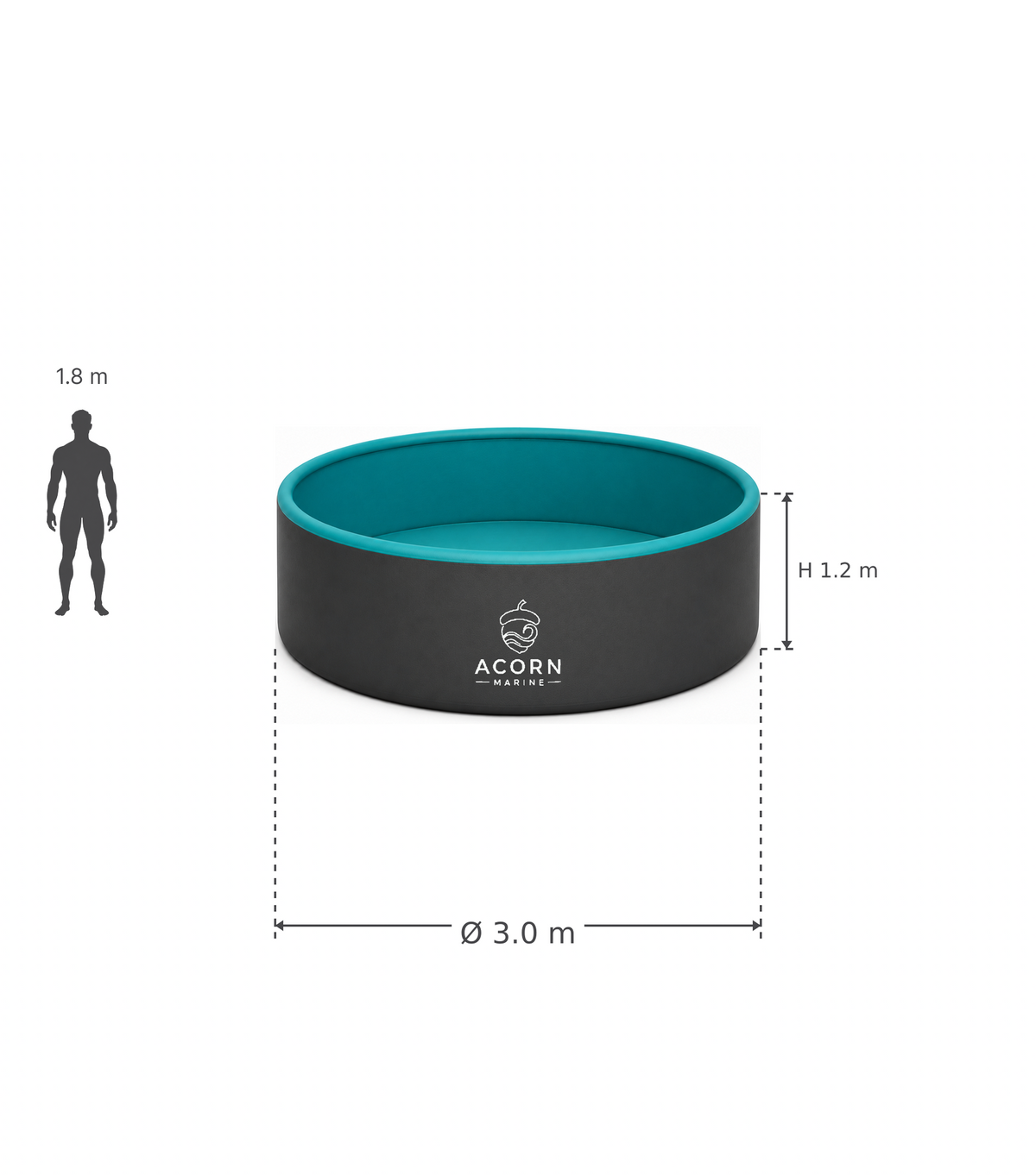 Acorn Marine Round Drop-Stitch Pool — 3 m Diameter