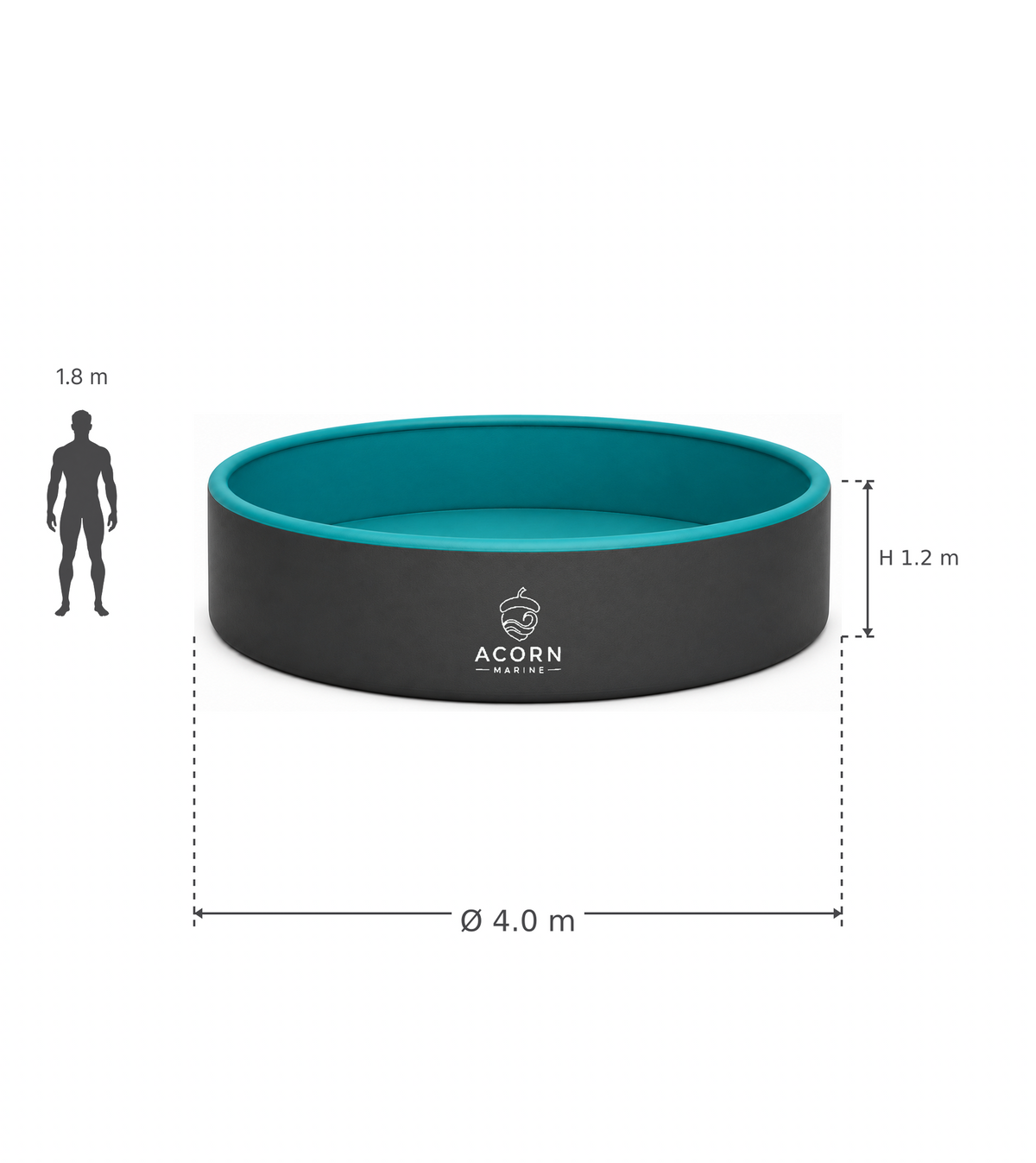 Acorn Marine Round Drop-Stitch Pool — 4 m Diameter