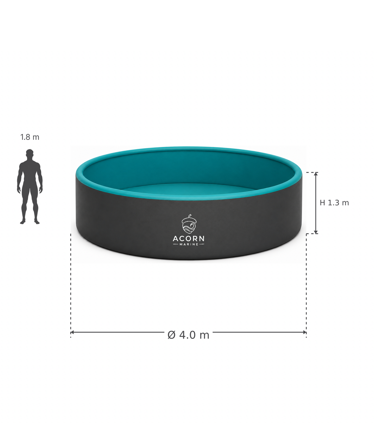 Acorn Marine Round Drop-Stitch Pool — 4 m Diameter
