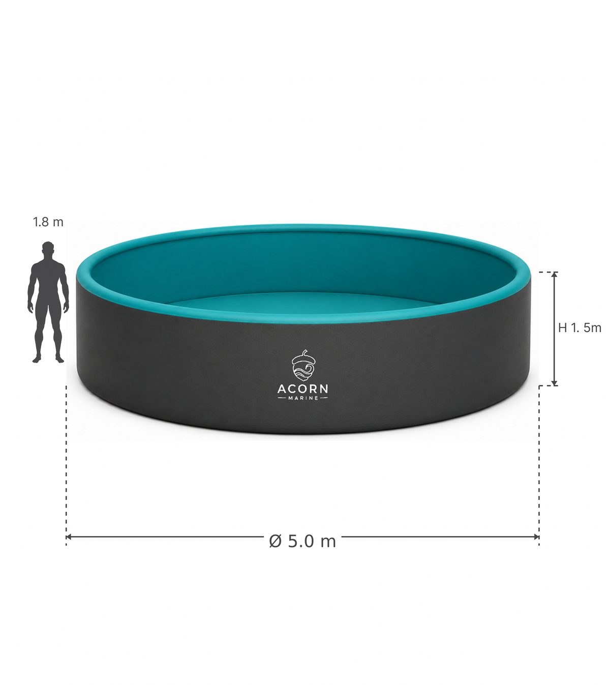 Acorn Marine Round Drop-Stitch Pool — 5 m Diameter